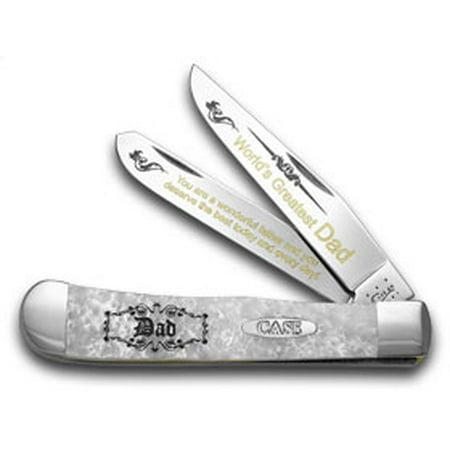 - CASE XX White Pearl Corelon World's Greatest Dad 1/600 Trapper Pocket Knife Knives