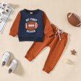 thumbnail image 2 of Xudanell Baby Golf Outfit Football Crewneck Shirts Color Blocking Sets Toddler Boy Winter Clothes Flare Pants Outfit Athletic Brown 12-18 Months, 2 of 7