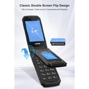 UNIWA X29 Rugged Flip GSM Cellphone 2.8 +1.77 Dual Screen Mobile Phone Big Push-Button Telephone for Elderly (Grey)