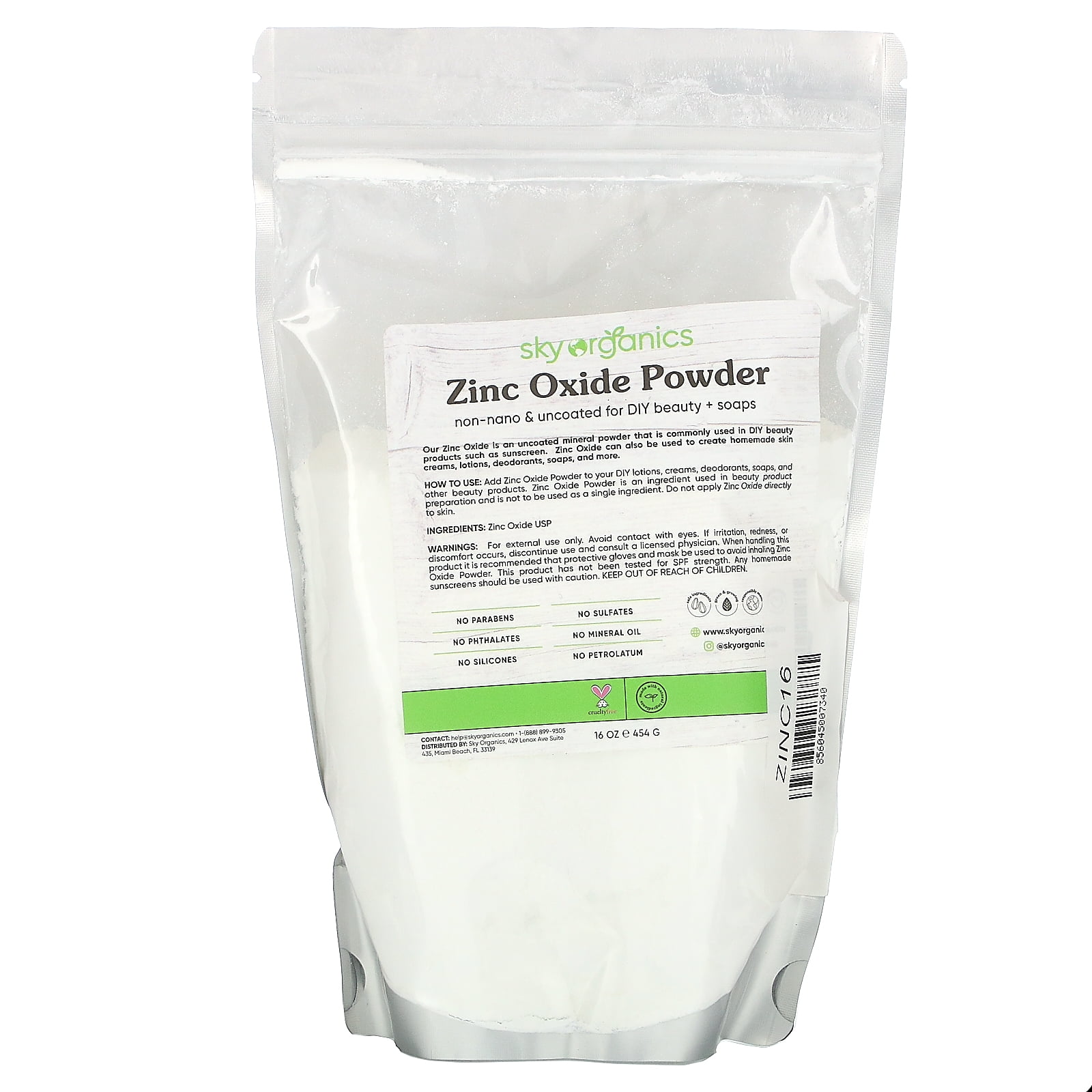 Sky Organics Zinc Oxide Powder, 16 oz (454 g)