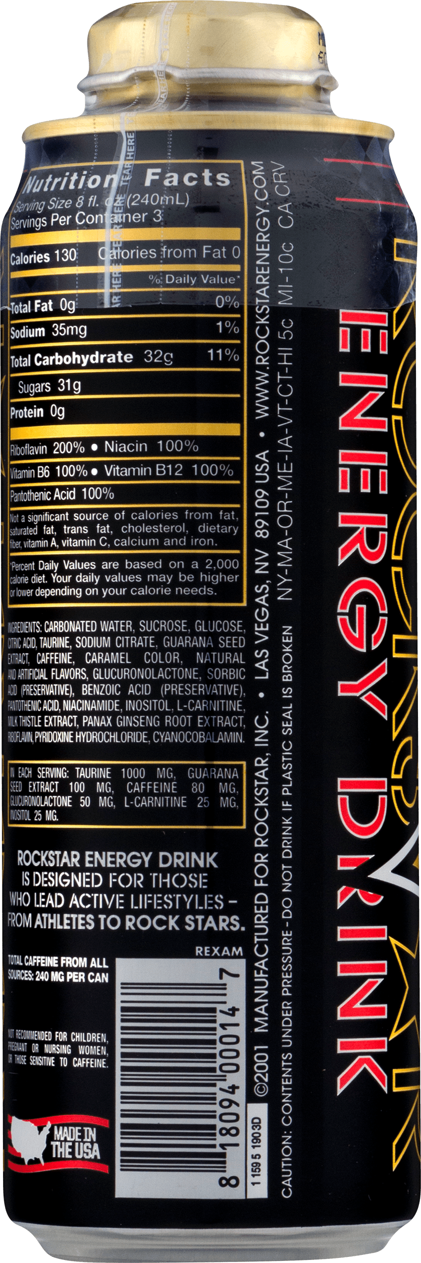 rockstar drink nutrition facts