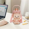 thumbnail image 4 of Cute Bear Water Bottle with Straw 1400ml Large Capacity Plastic Drinkware Portable for Outdoor Sports Travel BPA Free（Pink), 4 of 6