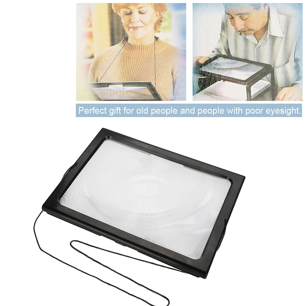 Foldable Ultrathin A4 Full Page Magnifying Glass with 3X Magnifier 4 LED Lights for Reading