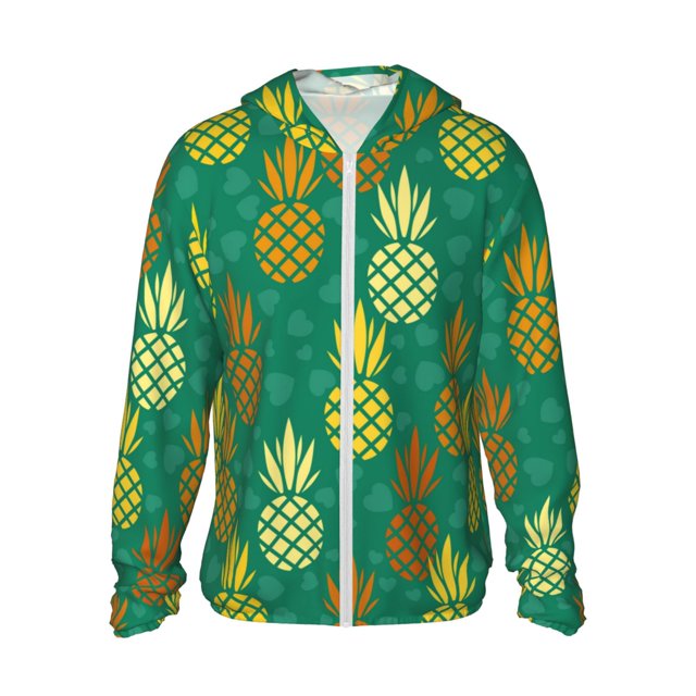 KLL Ananas1 Imprimé Sweat à Capuche Extérieur Protection Solaire UPF 50+ pour Hommes et Femmes Manches Longues Pêche Randonnée Performance-Medium