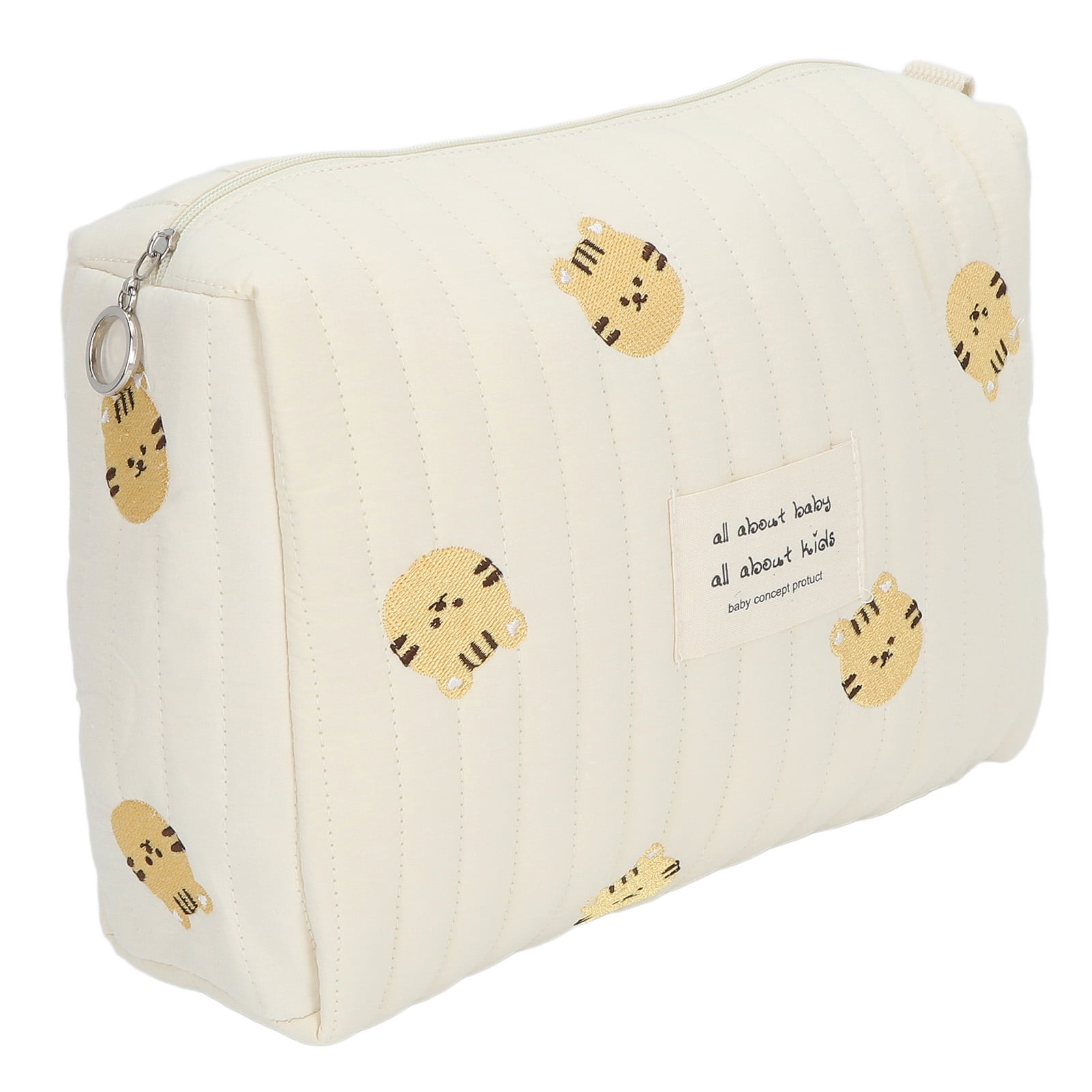 BIMZUC Diaper Bag Organizing Pouch Exquisite Embroidery Soft Cotton Large Capacity Stroller Bag Organizer for Travel Tiger Head (10.24 in / 26 cm)