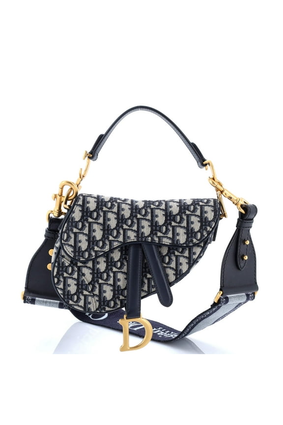 Pre-Owned Dior Saddle Handbag with Strap Oblique Canvas Mini By Rebag