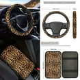 thumbnail image 3 of Jeiento Brown Leopard Print Car Interior Cover Sets, Front Rear Seat Covers with Steering Wheel Cover Floor Mats Car Seat Belt Pads Center Console Covers Cup Coaster Keychain, 17 PCS, 3 of 6