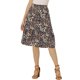 thumbnail image 1 of Falda Midi Fluida Con Cintura Elástica Y Volantes Con Estampado Floral Para Mujer Negro Floral M, 1 of 5