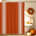 thumbnail image 4 of Burnt Orange Striped Shower Curtain Set - Small 36" x 72" Washable Bathtub Curtain with 12 Hooks, Farmhouse White Stripes Aesthetics Waterproof Fabric Stall Shower Curtains for Bathroom Décor, 4 of 8