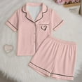 thumbnail image 2 of Utlike Girls Outfits Sleepwear Set 2 Pcs Tween Heart Print Short Sleeve Shorts Pajamas Set Soft Pajama Top And Shorts Comfortable Loungewear For Kids Girl Cute Clothing Set Size 4 Years-5 Years, 2 of 7