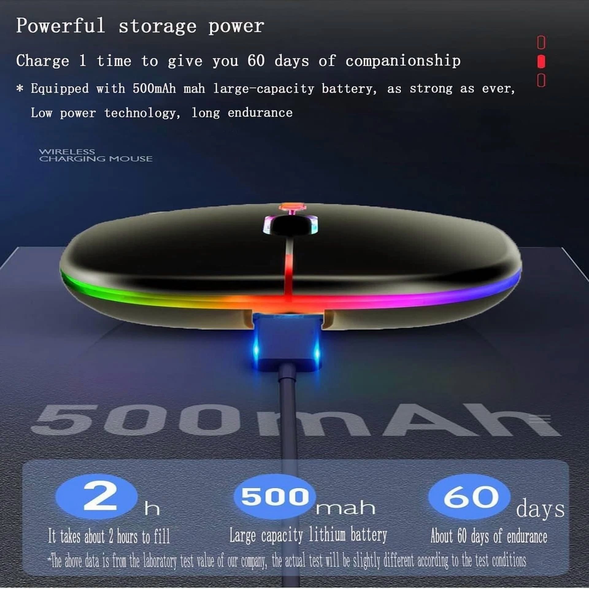 CRESTIN- Wireless Bluetooth Mouse,Led Dual Mode Rechargeable Silent Slim Laptop Mouse