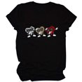 thumbnail image 3 of Hauts d'Été Grande Taille pour Femmes Chic Femmes Imprimé Léopard Amour Manches Courtes Col Rond T-shirt Ample Hauts T-shirt Col en V Femmes en Liquidation, 3 of 5