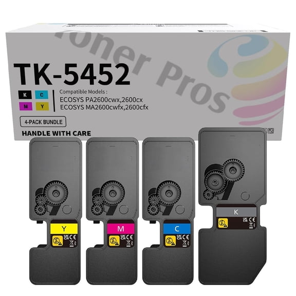 Toner Pros Replacement TK-5452 (TK5452) Toner Cartridge - Compatible for Kyocera Ecosys PA2600cx PA2600cwx MA2600cwx MA2600cwfx Laser Printers (4-Color-Pack: KCMY) Black 4,100 & Colors 3,200 Pages