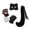 Black Short hair, variant on Runquan and Tail Set Dress up Cute Animal for Carnival Night Club Festival White Long hair tail