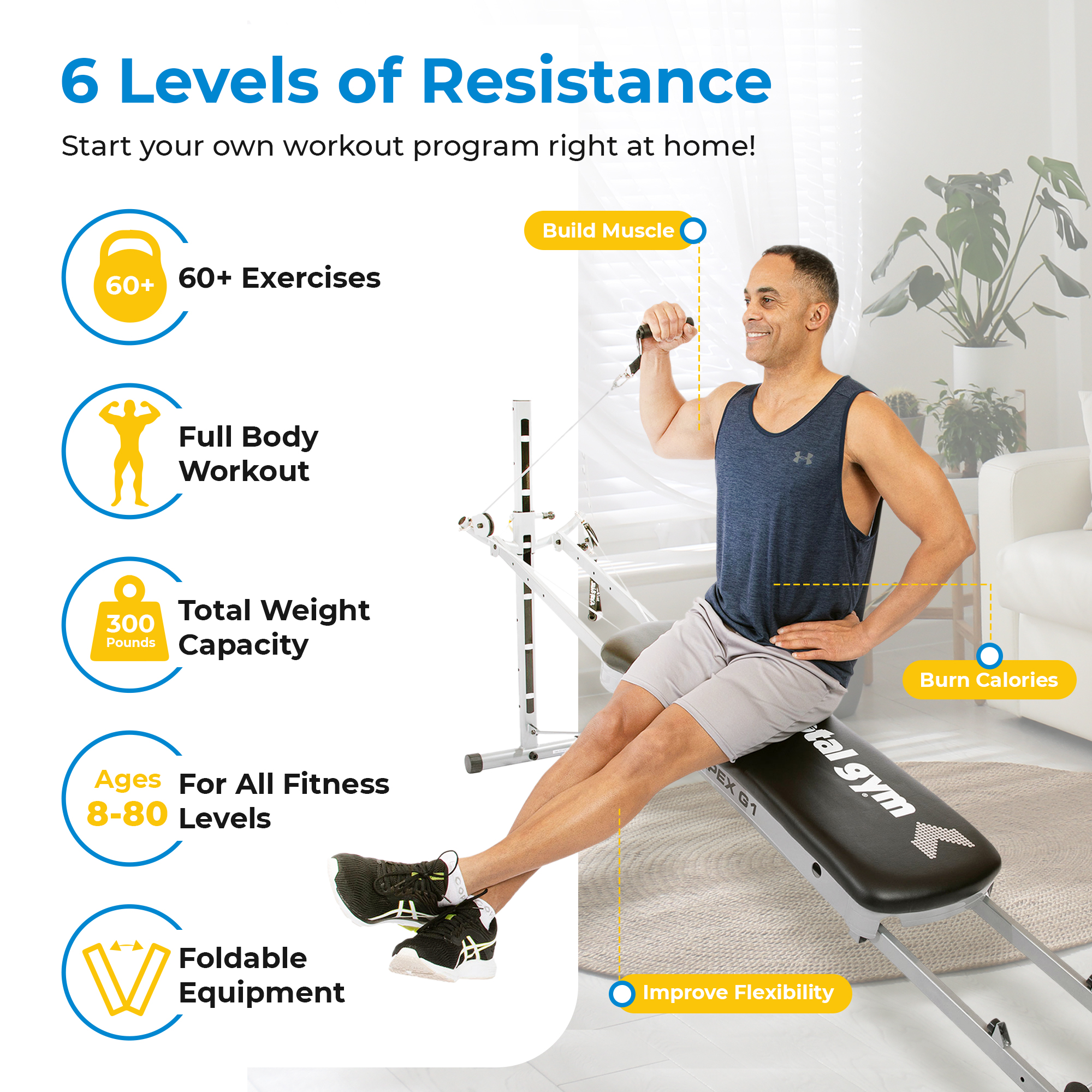 Total Gym APEX G1 Home Fitness Incline Weight Training w/Resistance Levels - image 2 of 12