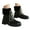 Black, variant on Women Winter Snow Boots Lace up Lug Sole Warm Fur Lined Round Toe Combat Ankle Boots