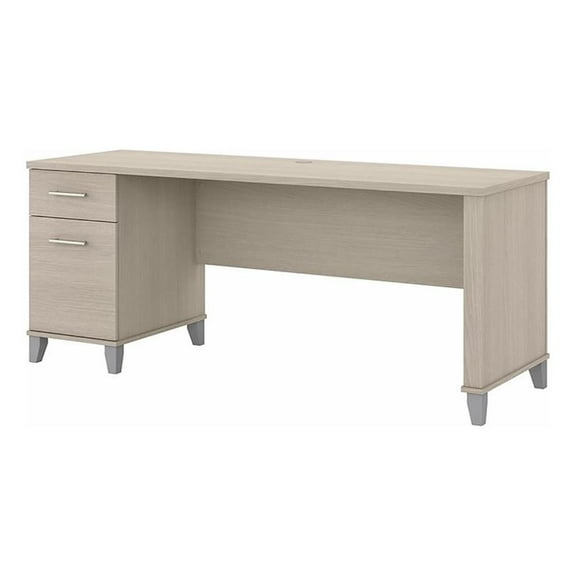 UrbanPro 72" Transitional Engineered Wood Office Desk with Drawers in Sand Oak