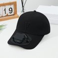 thumbnail image 2 of Ticikt Men Women Solar Powered Fan Hat Cooling Baseball Hat Fishing Camping Beach Hats with USB Charging Sun Hats,Color:BK1, 2 of 3