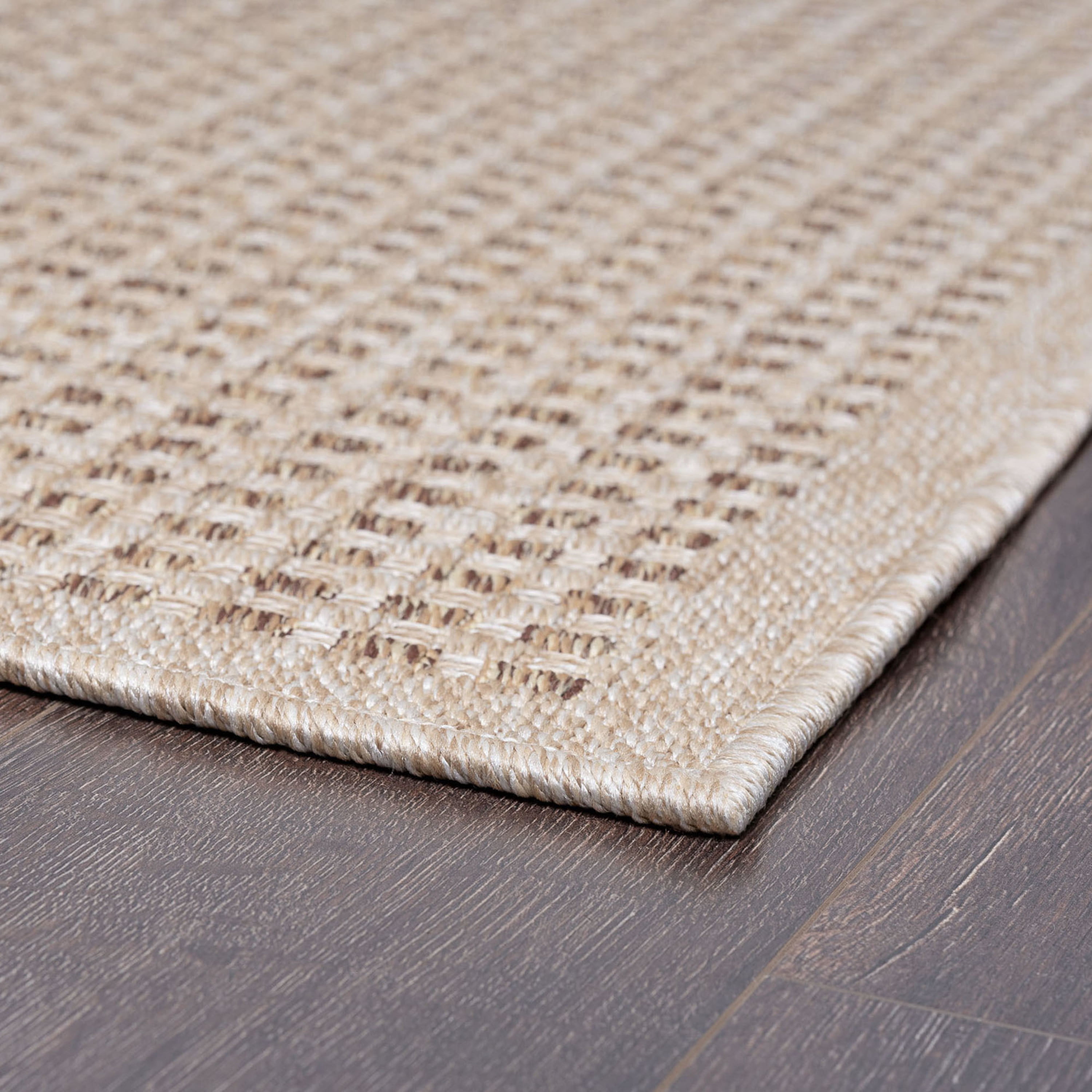 Bliss Rugs Basket Weave Outdoor Indoor Doormat Low-Profile Floor Mat for Patio, Entrance, Front Door | Cream, 2' x 3'