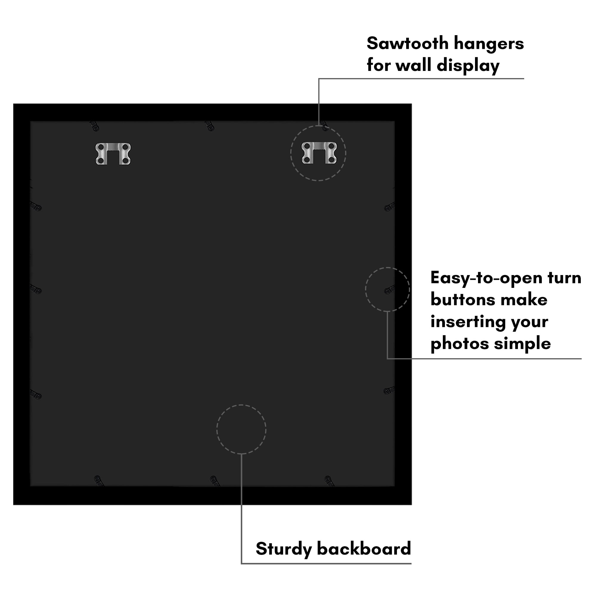 Americanflat 24x24 Picture Frame with Polished Plexiglass with 20x20 Mat Display Photo Epic Collection - Black