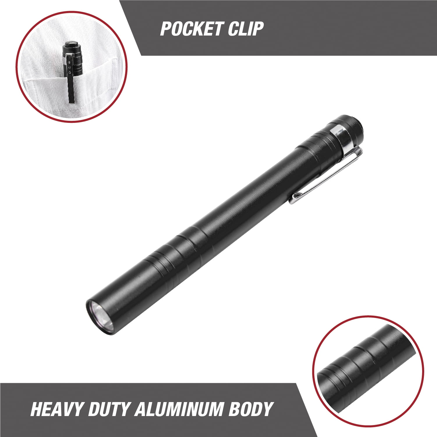 Hyper Tough 25-Lumen Black Penlight with Durable Aluminum Design