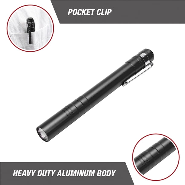 Hyper Tough 25-Lumen Aluminum Penlight Flashlight, Black - Walmart.com