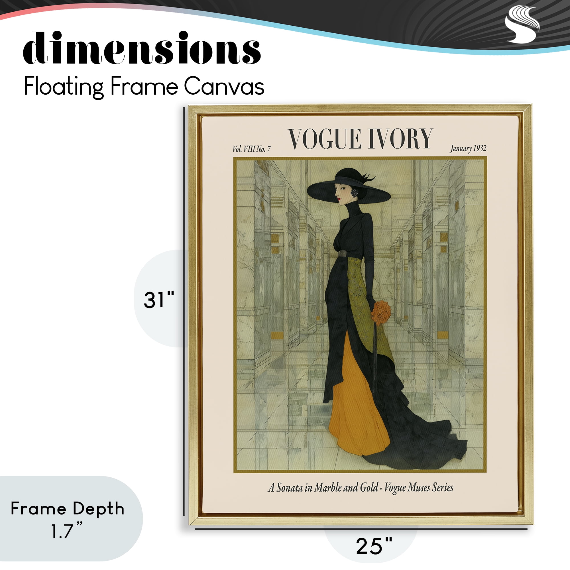 Stupell Industries Ivory Hall Magazine Gold Framed Floater Canvas Wall Art, design by A Barefoot Stylist