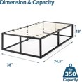 thumbnail image 3 of Zinus Joseph 18 inch Black Metal Platform Bed Frame, 3 of 8