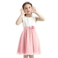 thumbnail image 2 of TSSOE Kids Sleeveless Chiffon Pleated A-line Flower Girl Dress Birthday Pageant Party Dress White&Pink 6, 2 of 7