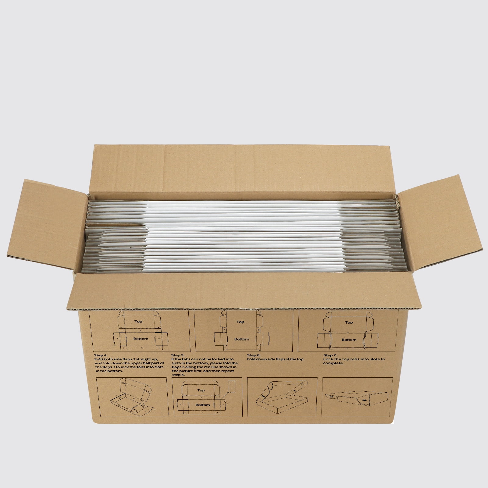 Tuck-top Shipping Boxes, 10x7x3 Corrugated Cardboard Box for Mailing Packing Literature Mailer, White, Pack of 25