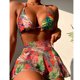 thumbnail image 1 of Traje de baño HUOGUO con estampado tropical hawaiano de 2 piezas para mujer, 1 of 4
