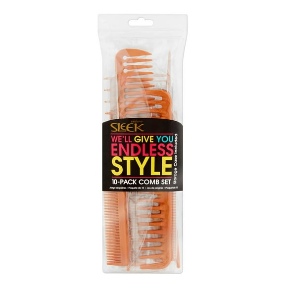 Sleek Assorted Comb Set, Brown, 10 Count