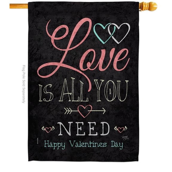 Breeze Decor H101065-BO Love Is All House Flag Spring Valentines 28 x 40 in. Double-Sided Decorative Vertical Flags for Decoration Banner Garden Yard Gift