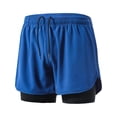 thumbnail image 5 of Mens 2 In 1 Running Shorts Quick Dry Athletic Shorts With Liner, Workout Shorts With Zip Pockets And Towel Loop Double-Layer Fitness Shorts To Prevent Exposure Blue L, 5 of 7