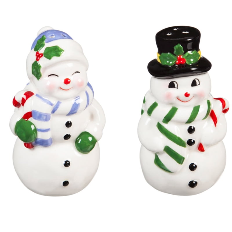Snowman Collection Ceramic Salt & Pepper Shaker Set  3 3/8"