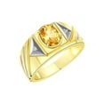 thumbnail image 4 of RYLOS Men's Rings Yellow Gold Plated Silver Rings Classic Designer Style 8X6MM Oval Gemstone & Diamond Ring Citrine Birthstone Rings For Men Size 10, 4 of 8