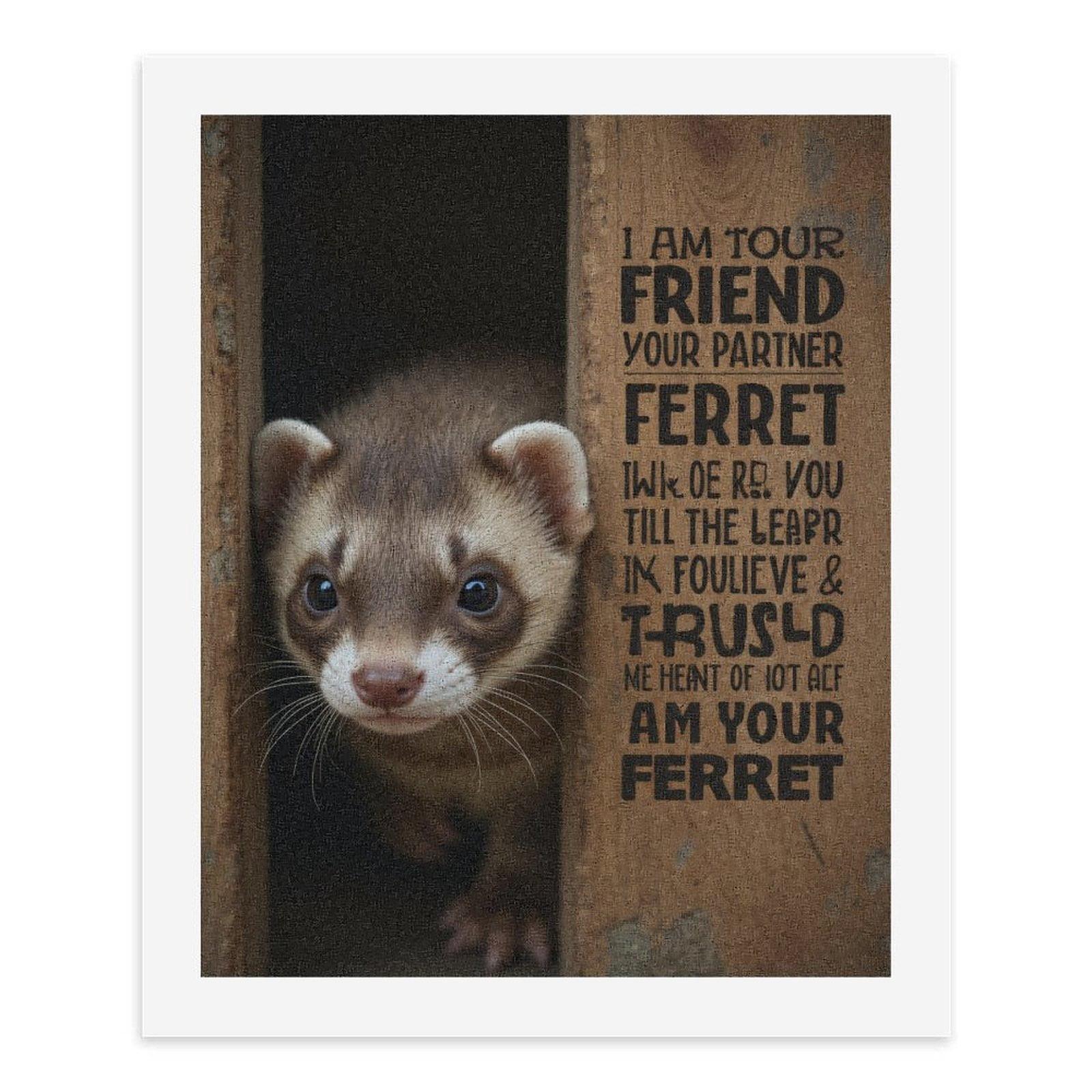 Paint by Numbers Kit for Adults, Adorable Ferret Companion Text Art Paint by Numbers, Easy Paint by Numbers Kit for Adults Beginner, DIY Adult Paint by Number Kits on Canvas, Home Decor