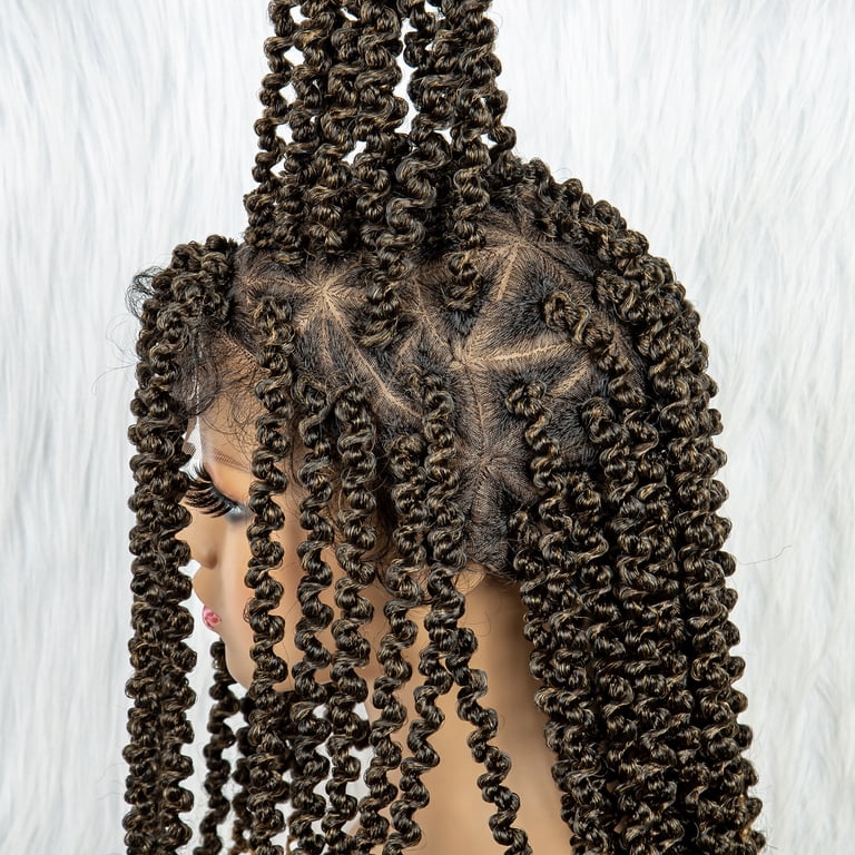 Hand twisted braided full lace wig Full lace Cornrow braided wig hand made Big Senegalese twist  main image 4