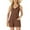 Brown, variant on Summer Knit Jumpsuits for Women Sleeveless Pullover Button-down Top Shorts with Pockets Casual Jumpers