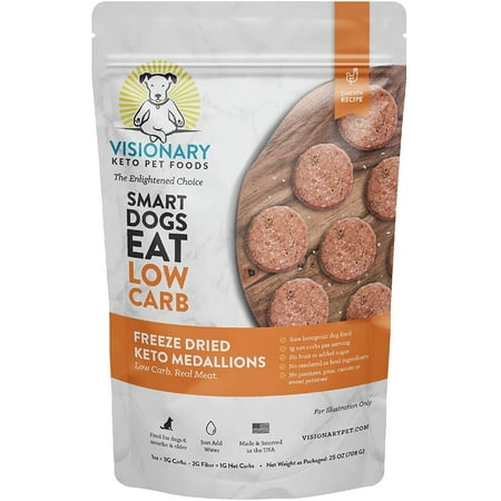 UPC: 0859381007425 | Visionary Pet Foods Freeze-Dried Chicken Keto Medallions | Healthy Treats for All Dogs 25oz Bag