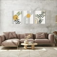 thumbnail image 3 of Minimalist Boho Wall Art Set of 3, MidCentury Modern Wall Art, Framed Canvas Wall Art Yellow Green Beige Moon Botanical Geometric Neutral Abstract Artwork Prints, Boho Room Wall Decor Ready To Hang, 3 of 6