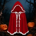 thumbnail image 5 of Oalirro Hood Cape for Party Holiday Lace Solid Color Hooded Short Velvet Cape Hood Cape Halloween Christmas Fancy Cloak with Hood, 5 of 5