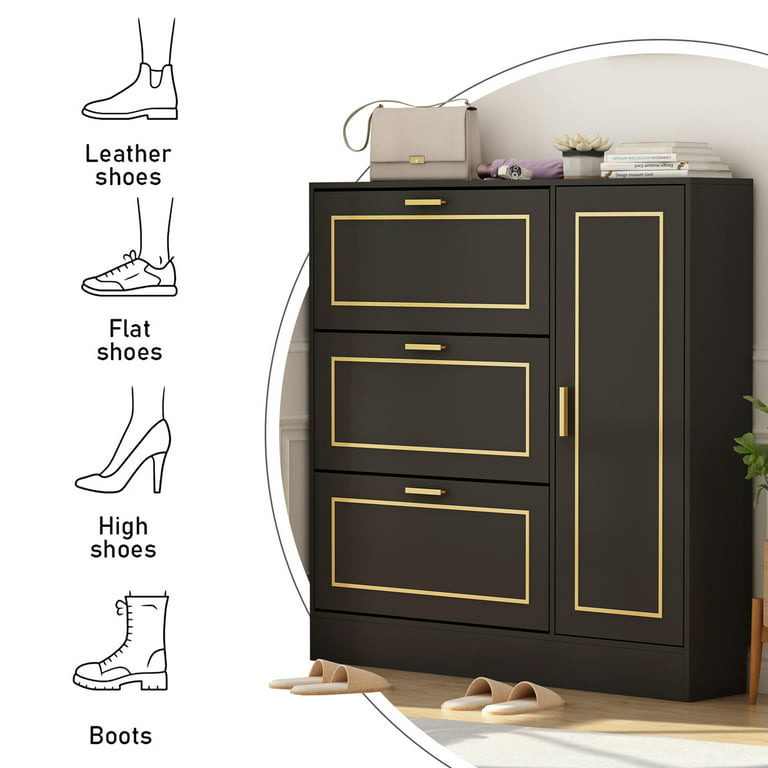 Shoe Cabinet Metal Handle 3-Drawer 3-Compartment — FUFUGAGA