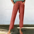 thumbnail image 2 of Seductiva Women's Casual Pants Women's Autumn Fragrant Linen Linen Vintage Floral Print Casual Pants – Perfect for Spring Comfortable and Trendy for Relaxed Days and Everyday Wear, 2 of 4