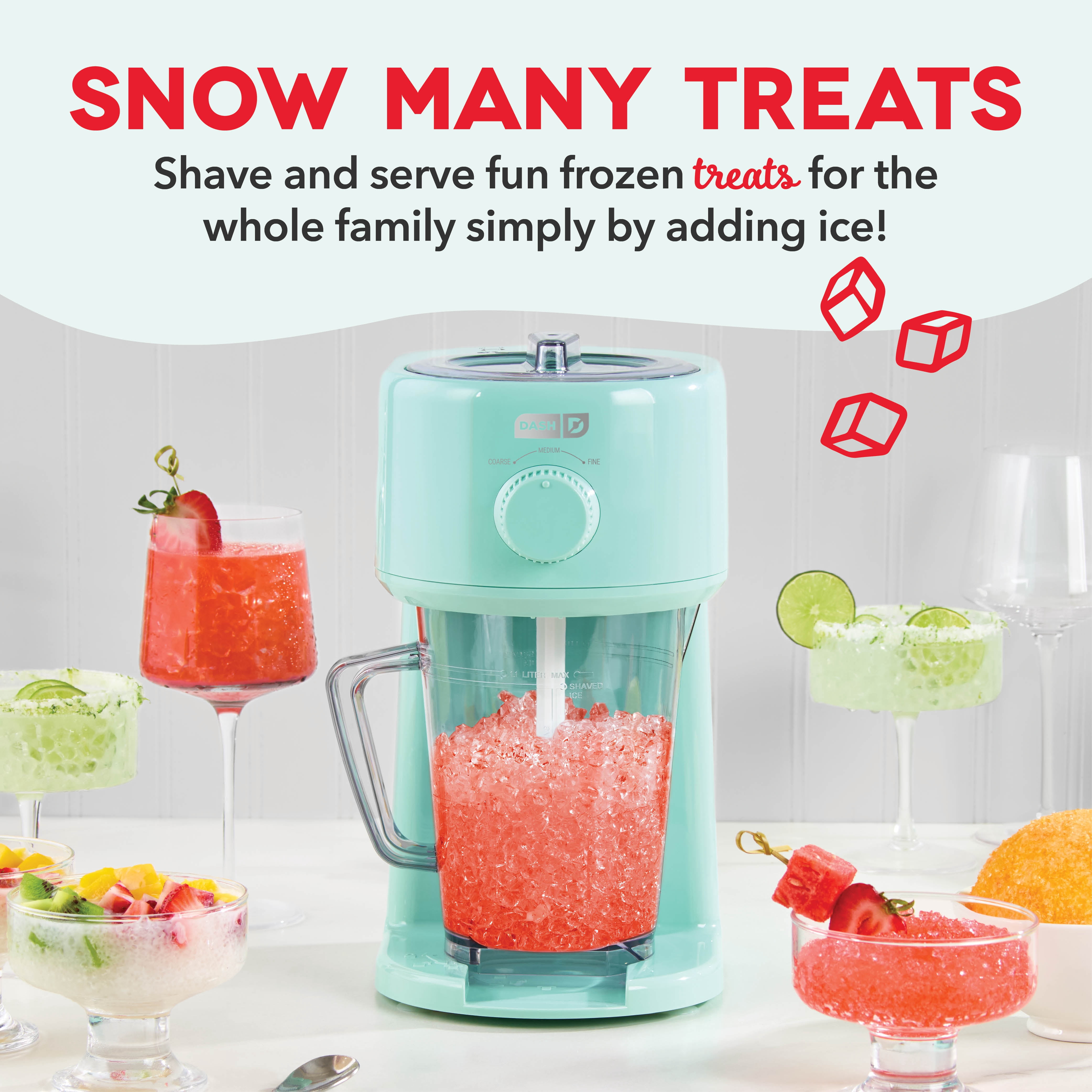 Dash Deluxe Shaved Ice & Slushy Maker with Serving Pitcher, 1L, Multi-Purpose Ice Shaver Machine for Homemade Shaved Ice, Snow Cones, Slushies, Cocktails & More, Aqua