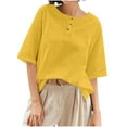 thumbnail image 2 of Women's 3/4 Sleeve Cotton Linen Jacquard Blouses Top T-Shirt, Limited Time Under 10 Dollars SA-461, 2 of 6