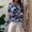 Blue, variant on Women's Tops Tees & Blouses Asymmetrical Print Batwing Chiffon Loose Top Summer T Shirts for Women Green Xl