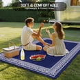 thumbnail image 4 of Navy Blue Geometric Outdoor Rug 6x9 Ft - Reversible Patio Rug Outdoor Camping Rugs, White Greek Key Farmhouse Washable Indoor Outdoor Area Rugs, Non-Slip Outdoor Carpet Runner for Deck/Porch, 4 of 8