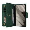 thumbnail image 4 of Allytech Google Pixel 8 Wallet Case with Zipper Pocket, Luxury PU Leather Flip Cover with Card Slots & Wrist Strap, Shockproof Kickstand Magnetic Buckle Protective Case for Women Men, Green, 4 of 15