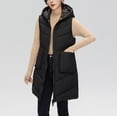 thumbnail image 6 of Baqcunre Puffer Vest Women Ladies Fall And Winter Wear Hooded Zipper Pocket Loose Sleeveless Coat Vest Fleece Jacket Womens Fall Fashion 2023 Black L, 6 of 6